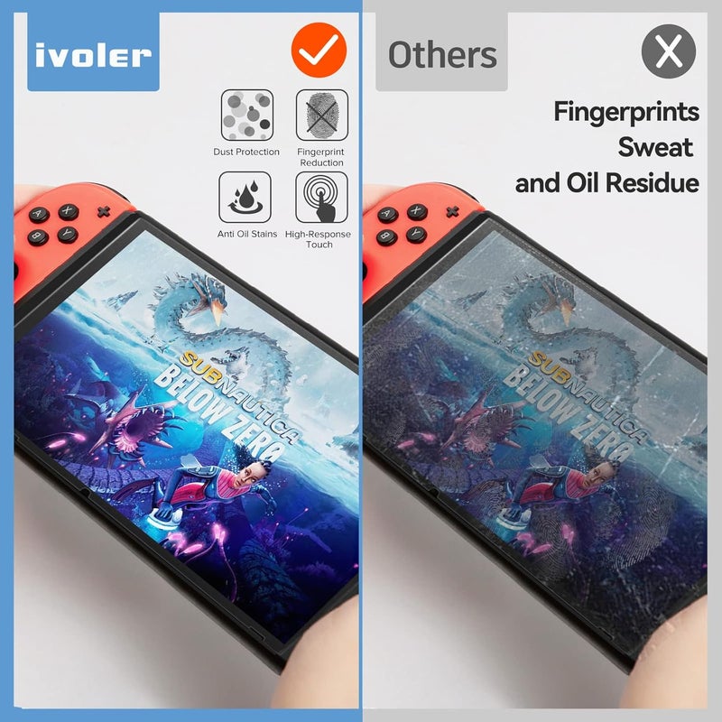 ivoler Screen Protector [2 Pack] Matte Tempered Glass for Nintendo Switch 6.2 inch, Matte Anti Glare Screen Protector with [Alignment Frame] Anti-Scratch Full Coverage Guard for Nintendo Switch - Image 3